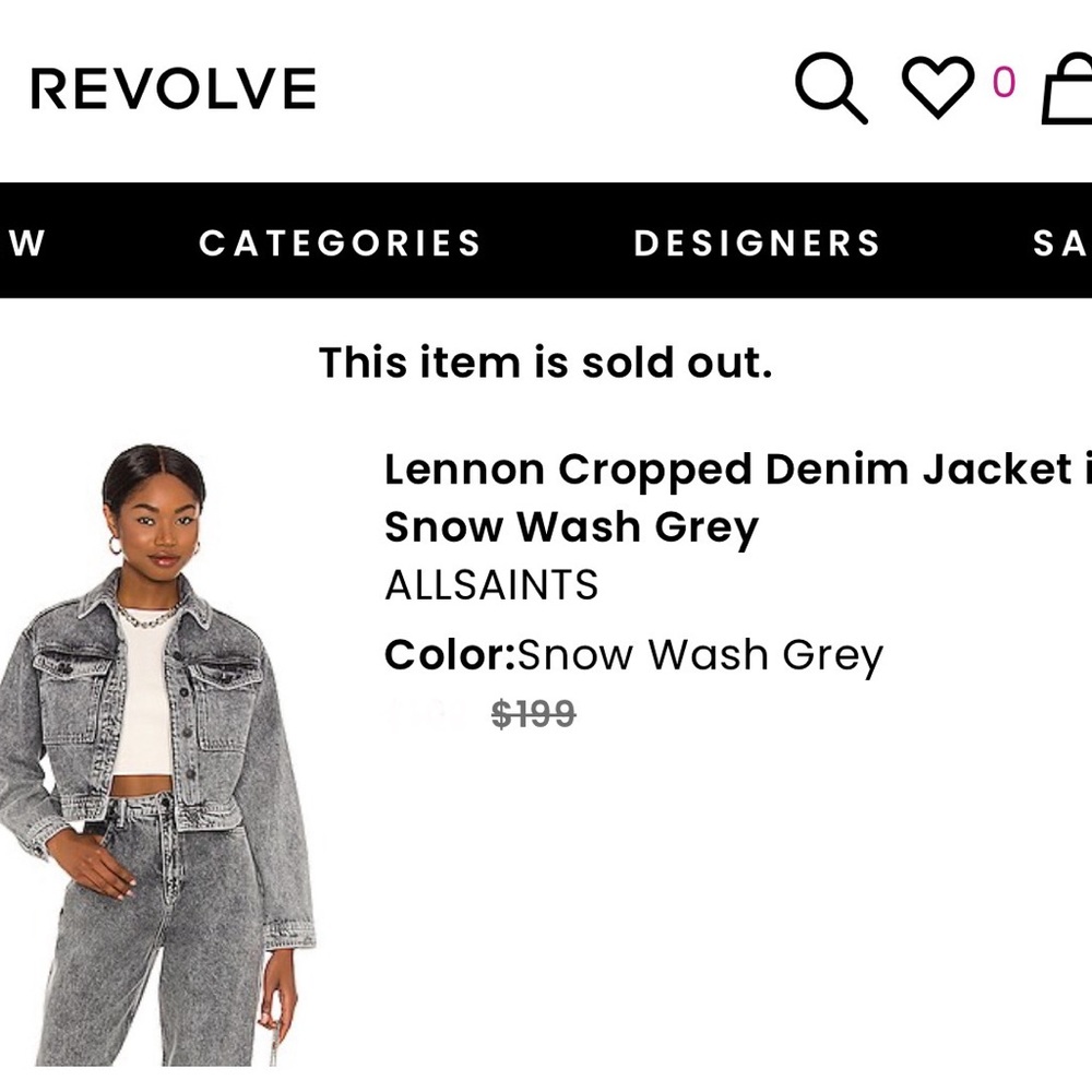 ⚠️ FINAL CALL ALLSAINTS Lennon Cropped Denim Jacket in Snow Wash Gray